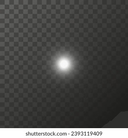 Shining star light rays glowing particles. Vector special effect on a transparent background.