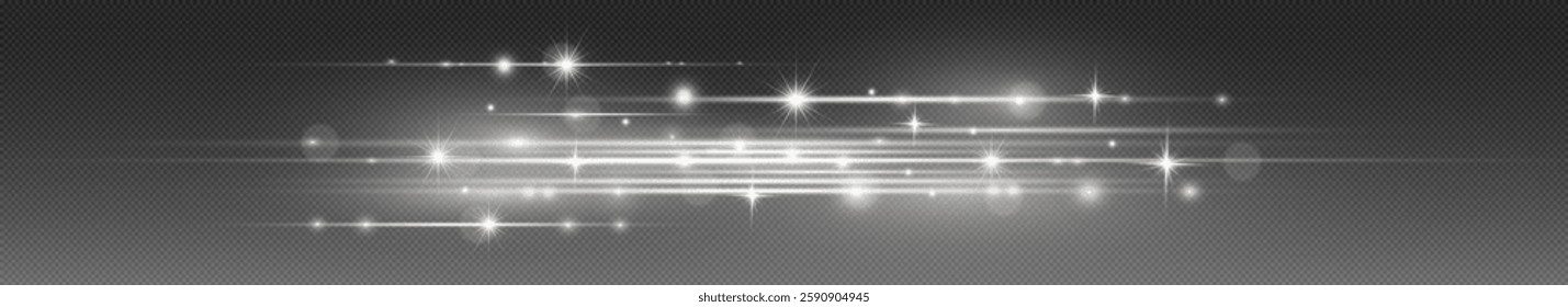 Shining Star Light Streaks – Glowing Sparkle Effect with Bright White Horizontal Beams and Twinkling Particles for Fantasy, Magic, and Elegant Designs