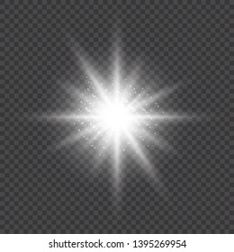 Shining star on a transparent background, shiny and bright. Vector illustration