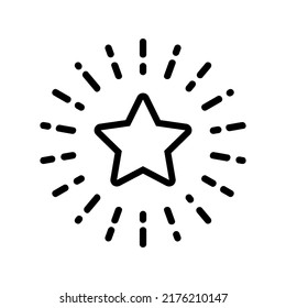 Shining Star Outline Flat Icon Design