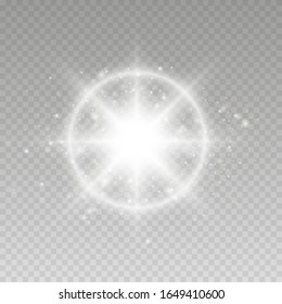 Shining star with rays concept. Glowing vector light effect.