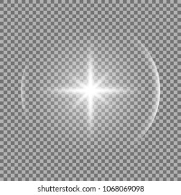 Shining star with rays and glare, sunlight special light effect on transparent background, abstract texture for your design and business, white color