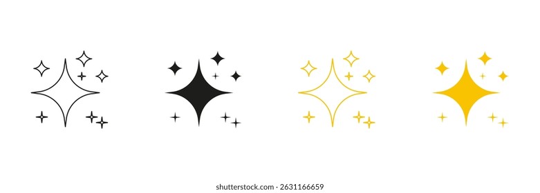 Shining Star And Sparkle Line And Solid Icon Set. Brightness And Twinkle Symbol Collection. Isolated Vector Illustration.