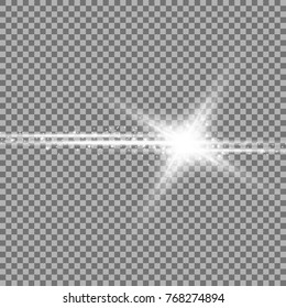 Shining star with a stardust , lights and bursts sparkles with stardust on transparent background, light effect, white color