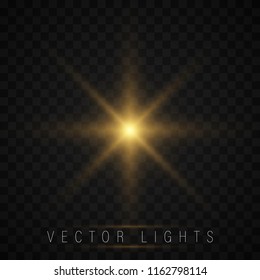 Shining star, the sun particles and sparks with a highlight effect, color bokeh lights glitter and sequins. On a dark background transparent. Vector, EPS10