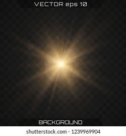 Shining star, the sun particles and sparks with a highlight effect, color bokeh lights glitter and sequins. On a dark background transparent. Vector, EPS10.