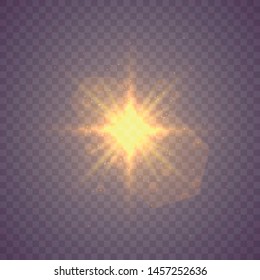 Shining star, the sun particles and sparks with a highlight effect, color bokeh lights glitter and sequins. On a dark background transparent. Vector, EPS10 Star burst with dust and sparkle isolated. 