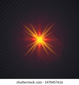 Shining star, the sun particles and sparks with a highlight effect, color bokeh lights glitter and sequins. On a dark background transparent. Vector, EPS10 Star burst with dust and sparkle isolated. 