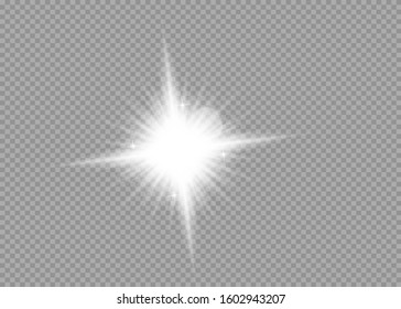 Shining star, the sun particles and sparks with a highlight effect, color bokeh lights glitter and sequins. On a dark background transparent. Vector, EPS10