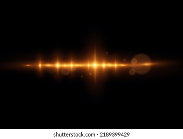 Shining star, sun particles and sparks with highlight effect, golden lights bokeh glitter and sequins. Transparent golden light flare and sparkles set, vector. Effect glare, lines, yellow explosion.