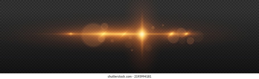 Estrella brillante, partículas solares y chispas con efecto de resaltado, luces doradas abren brillo y secuelas. Lámpara de luz dorada transparente y conjunto de destellos, vector. Resplandor de efecto, líneas, explosión amarilla.