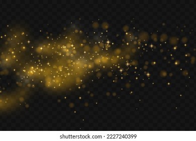 Estrella brillante, partículas solares y chispas con efecto de resaltado, luces doradas abren brillo y secuelas. Lámpara de luz dorada transparente y conjunto de destellos, vector.