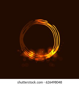 Shining star,  sun particles and sparks with a highlight effect, golden bokeh lights glitter and sequins isolated on dark background. Vector illustration.