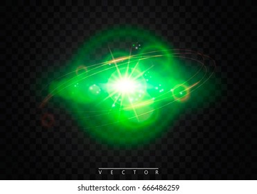 Shining star, the sun particles and sparks with a highlight effect, color bokeh lights glitter and sequins. On a dark background transparent. Vector, EPS10