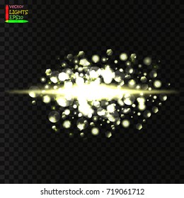 Shining star, the sun particles and sparks with a highlight effect. On a dark background transparent.
