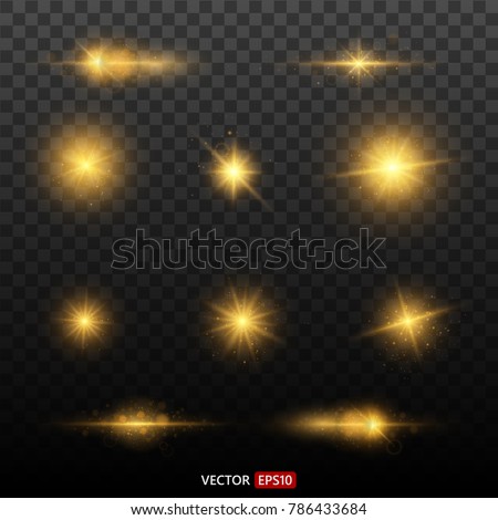 	
Shining star, the sun particles and sparks with a highlight effect, color bokeh lights glitter and sequins. On transparent background. Set. Vector, EPS10