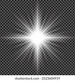 Shining starburst effect with black background