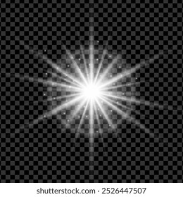 Shining starburst effect with black background