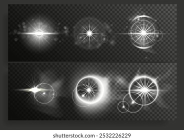  Shining Starburst Glow Overlay Vector Geïsoleerde Set 