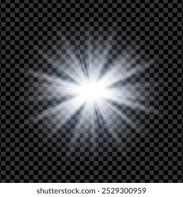 Efecto brillante de rayos estelares con fondo negro