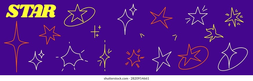 A shining starburst and simple snowflake icon meet in this vector set. Stars, comet points and paper shapes echo every simple star in the collection.