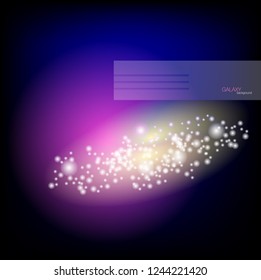 Shining starry galaxy background with placeholder for text