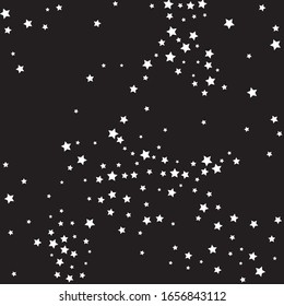Shining Stars Background. Sliver Confetti Invitation. White Sparkling Cosmos. Celebration Gift. Twinkling Starry Greeting. Glitter Greeting. Summer Sky. Party Banner.