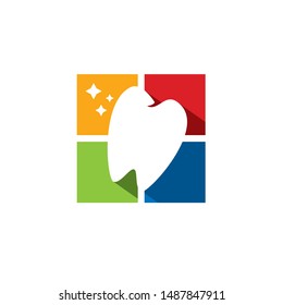 shining stars dental logo with colorful window background