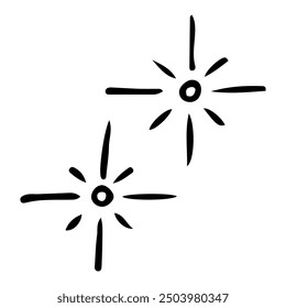 Shining stars of the night sky hand drawn doodle. Time to sleep. Vector outline line art illustration.