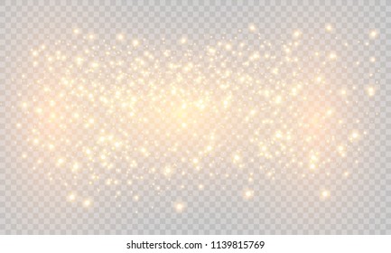 Shining stars on a transparent background, shiny and bright. Vector illustration. Light, radiance and rays.