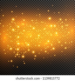 Shining stars on a transparent background, shiny and bright. Vector illustration. Light, radiance and rays.