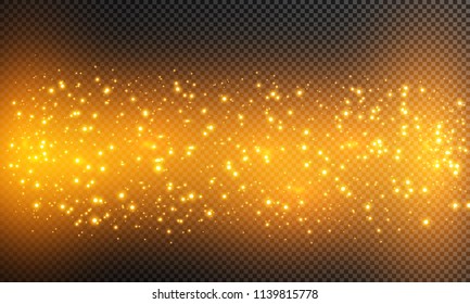 Shining stars on a transparent background, shiny and bright. Vector illustration. Light, radiance and rays.