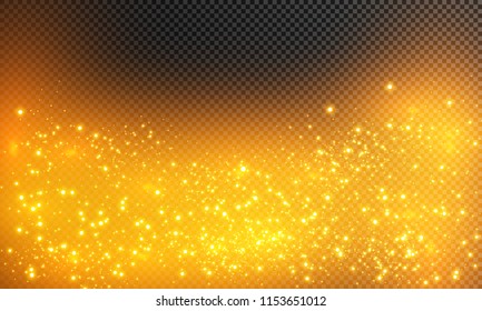 Shining stars on a transparent background, shiny and bright. Vector illustration. Light, radiance and rays.