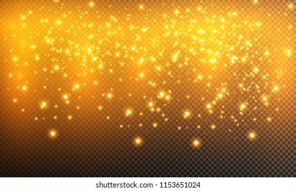 Shining stars on a transparent background, shiny and bright. Vector illustration. Light, radiance and rays.