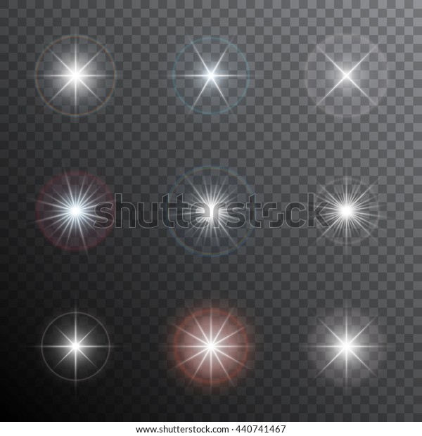 光る星や光源は光輪を持つ 透明なライトエフェクト ベクターイラスト のベクター画像素材 ロイヤリティフリー