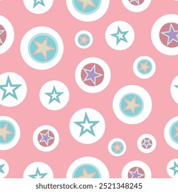 Shining Stars Pink, browns, whites,Beige colours ,pastels ,seamless pattern ,prints background