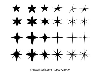 Shining stars shapes vector set 