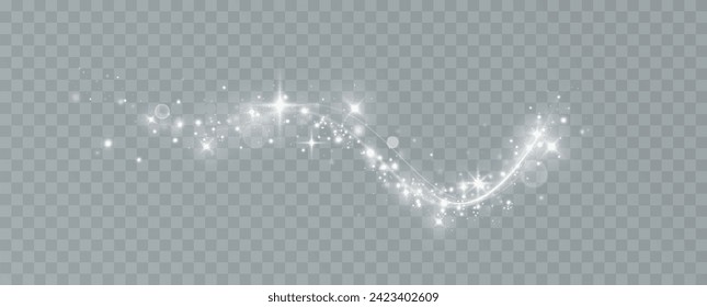 Shining stars.White shiny particles on a transparent background.Sparkling star dust.For packaging of children's toys, gifts, cards, banners.Vector.