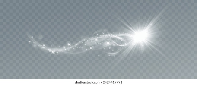 Shining stars.White shiny particles on a transparent background.Sparkling star dust.For packaging of children's toys, gifts, cards, banners.Vector.	