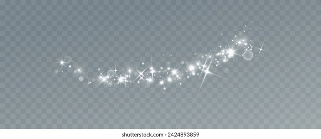 Shining stars.White shiny particles on a transparent background.Sparkling star dust.For packaging of children's toys, gifts, cards, banners.Vector.