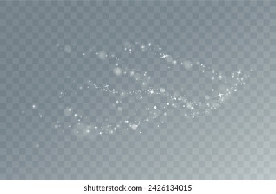 Shining stars.White shiny particles on a transparent background.Sparkling star dust.For packaging of children's toys, gifts, cards, banners.Vector.	