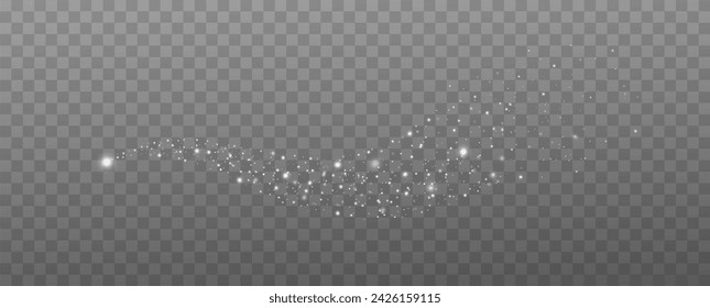 Shining stars.White shiny particles on a transparent background.Sparkling star dust.For packaging of children's toys, gifts, cards, banners.Vector.	