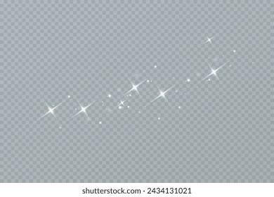 Shining stars.White shiny particles on a transparent background.Sparkling star dust.For packaging of children's toys, gifts, cards, banners.Vector.	