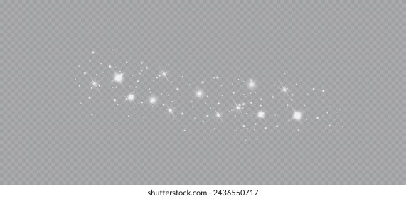 Shining stars.White shiny particles on a transparent background.Sparkling star dust.For packaging of children's toys, gifts, cards, banners.Vector.	