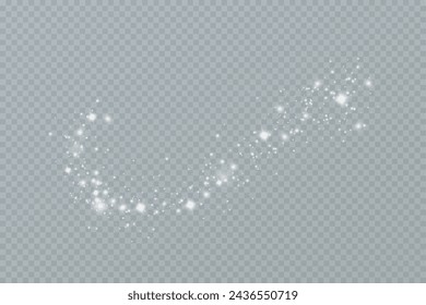 Shining stars.White shiny particles on a transparent background.Sparkling star dust.For packaging of children's toys, gifts, cards, banners.Vector.	