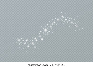 Shining stars.White shiny particles on a transparent background.Sparkling star dust.For packaging of children's toys, gifts, cards, banners.Vector.	