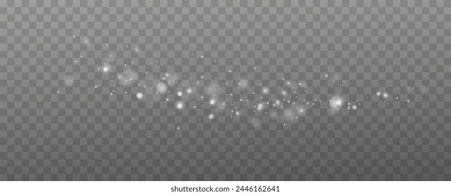 Shining stars.White shiny particles on a transparent background.Sparkling star dust.For packaging of children's toys, gifts, cards, banners.Vector.	