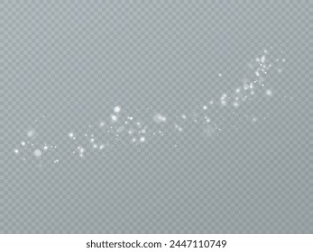 Shining stars.White shiny particles on a transparent background.Sparkling star dust.For packaging of children's toys, gifts, cards, banners.Vector.	