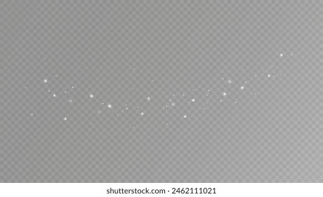 Shining stars.White shiny particles on a transparent background.Sparkling star dust.For packaging of children's toys, gifts, cards, banners.Vector.	