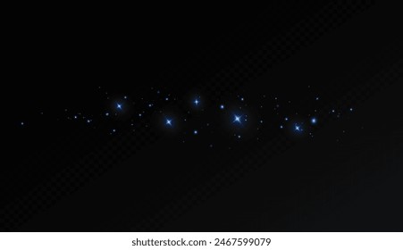 Shining stars.White shiny particles on a transparent background.Sparkling star dust.For packaging of children's toys, gifts, cards, banners.Vector.	